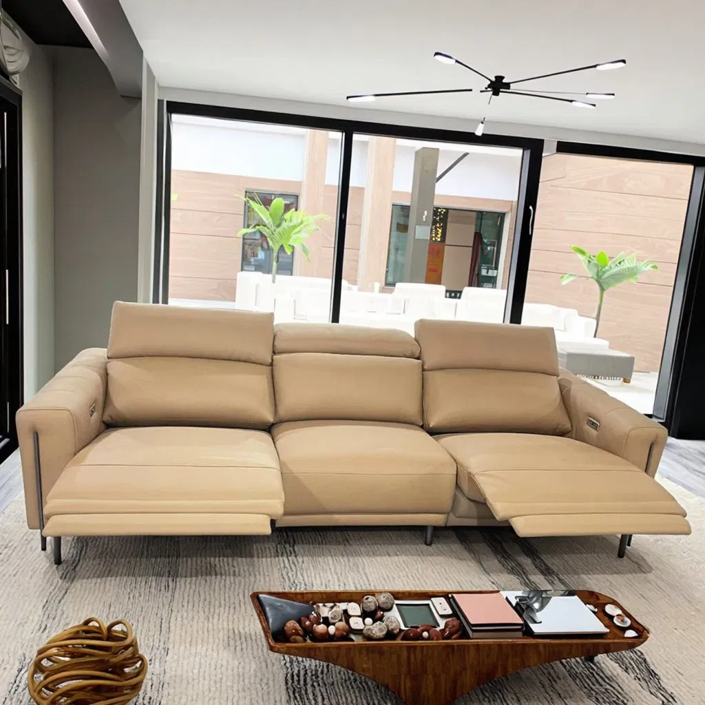 Latest European Modern Furniture Living Room Sofa Electric Recliner Leather Sofa Design with 1 2 3 Seater Sofa Couch
