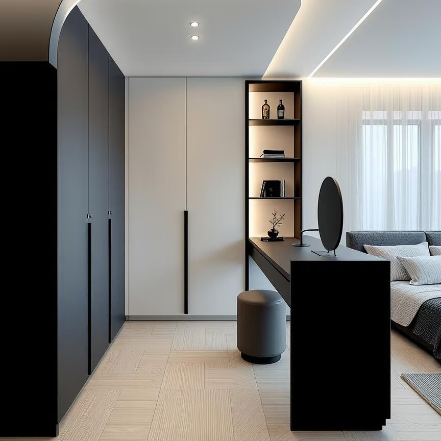 Modern Bedroom Custom Wooden Cabinet 4 Door Mirror Door for Dressing Kids Wood Storage Glass Armoire Cabinet Wardrobekids Wardrobe Various Colors and Styles