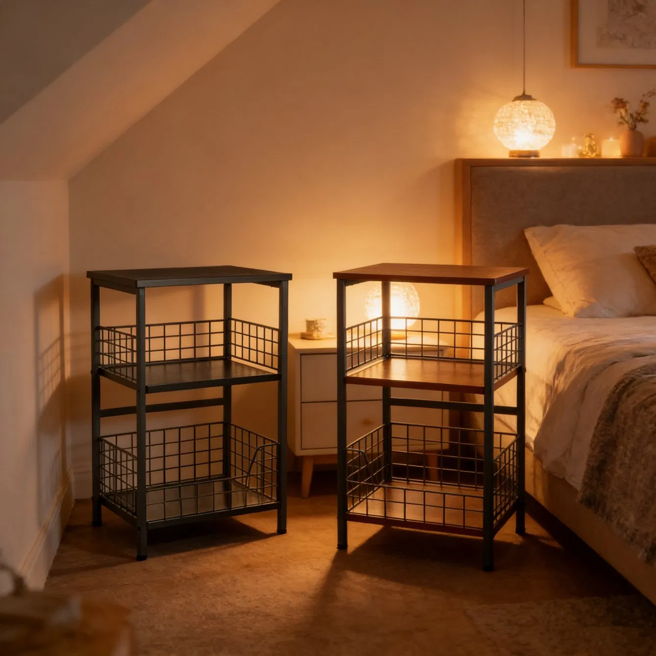 Durable Stylish Small Space Modern Furniture Wooden Storage Nightstand for Bedroom Living Room Hotel Supermarket