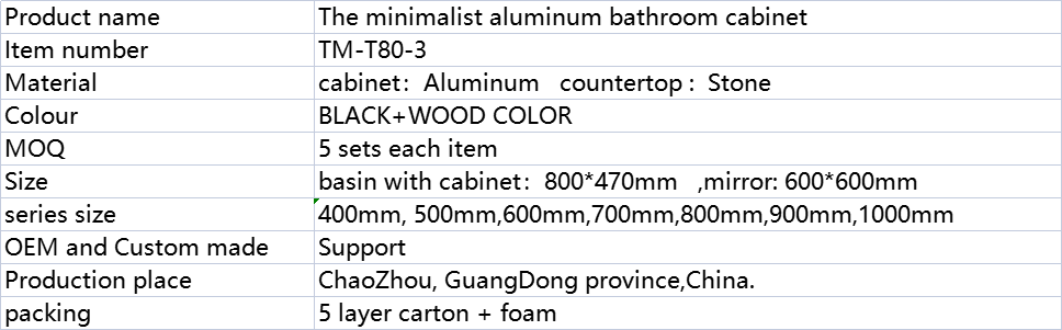 Modern Classic Design Bathroom Vanity Furniture Wall-Mounted Aluminum Cabinet with Wash Basin and Mirror New Design Style