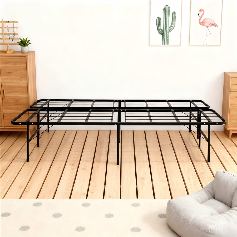 Sturdy Easy Assembly Folding Metal Bed Frame for Home and Hospitality Use