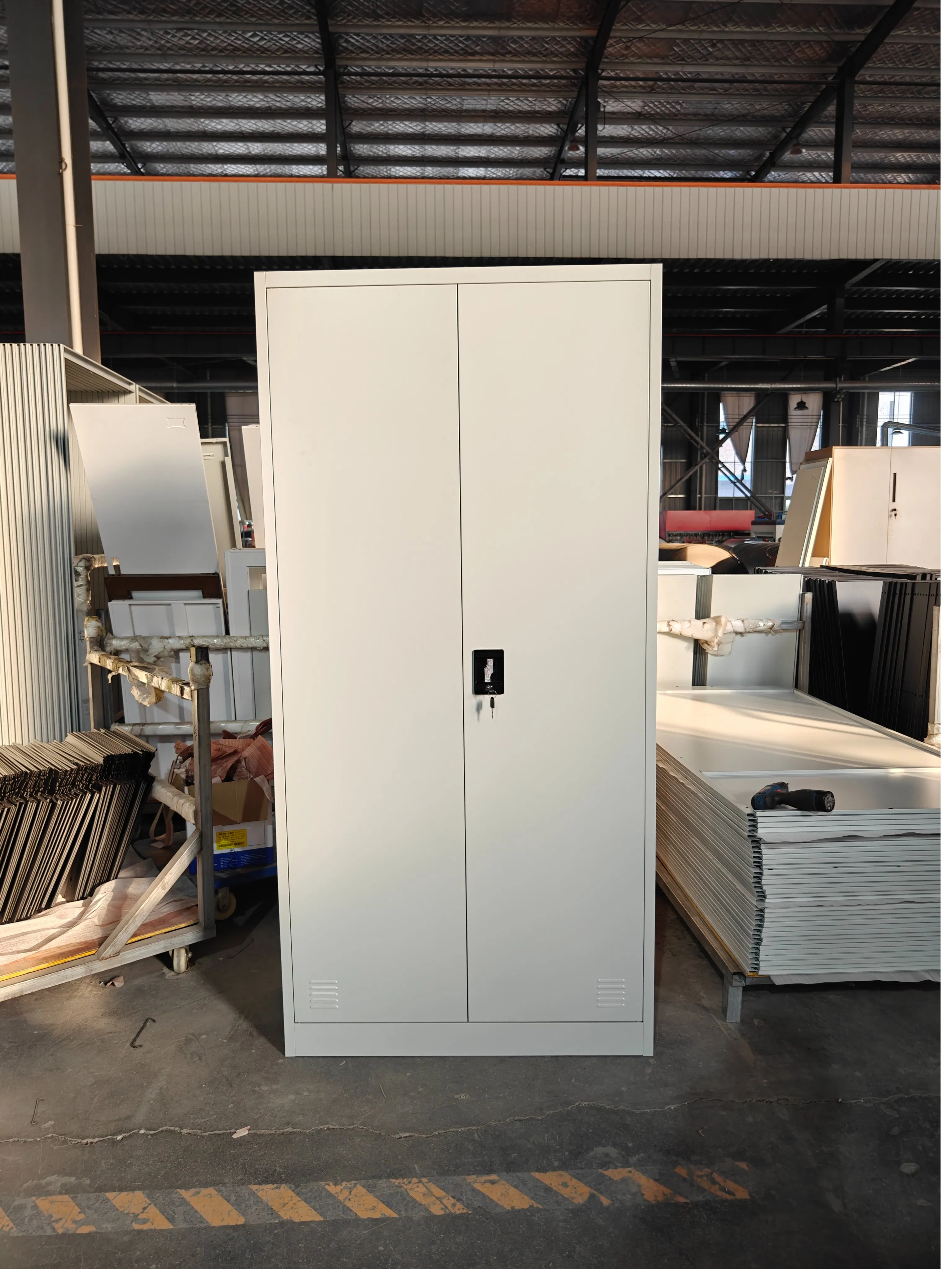 Cabinet Wardrobe Multifunctional Steel Locker with Mirror and 5 Adjustable Shelves