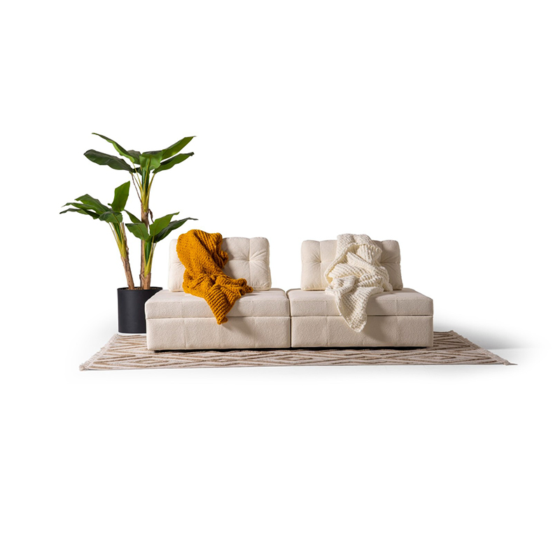 Italian Modern Luxury Apartment Living Room Sectional Square Convertible Fabric Double Sofa Bed