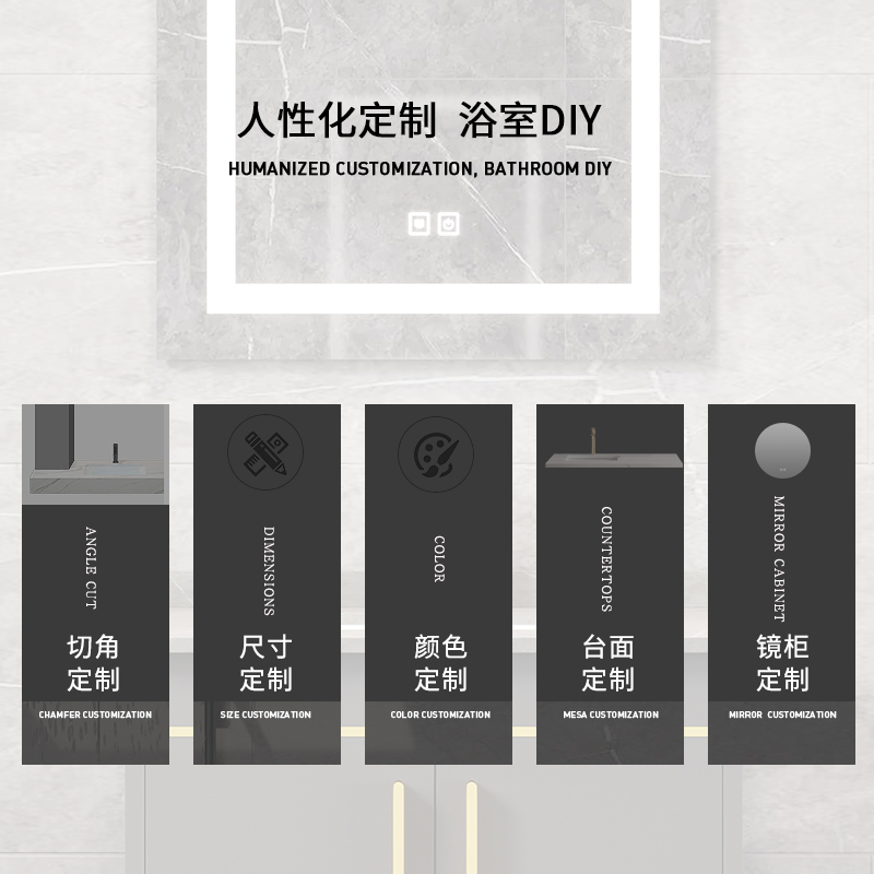 Modern Superior Quality Simple Style Bathroom Wooden Cabinet with Basin and Mirror Ceramic or Salate Countertop