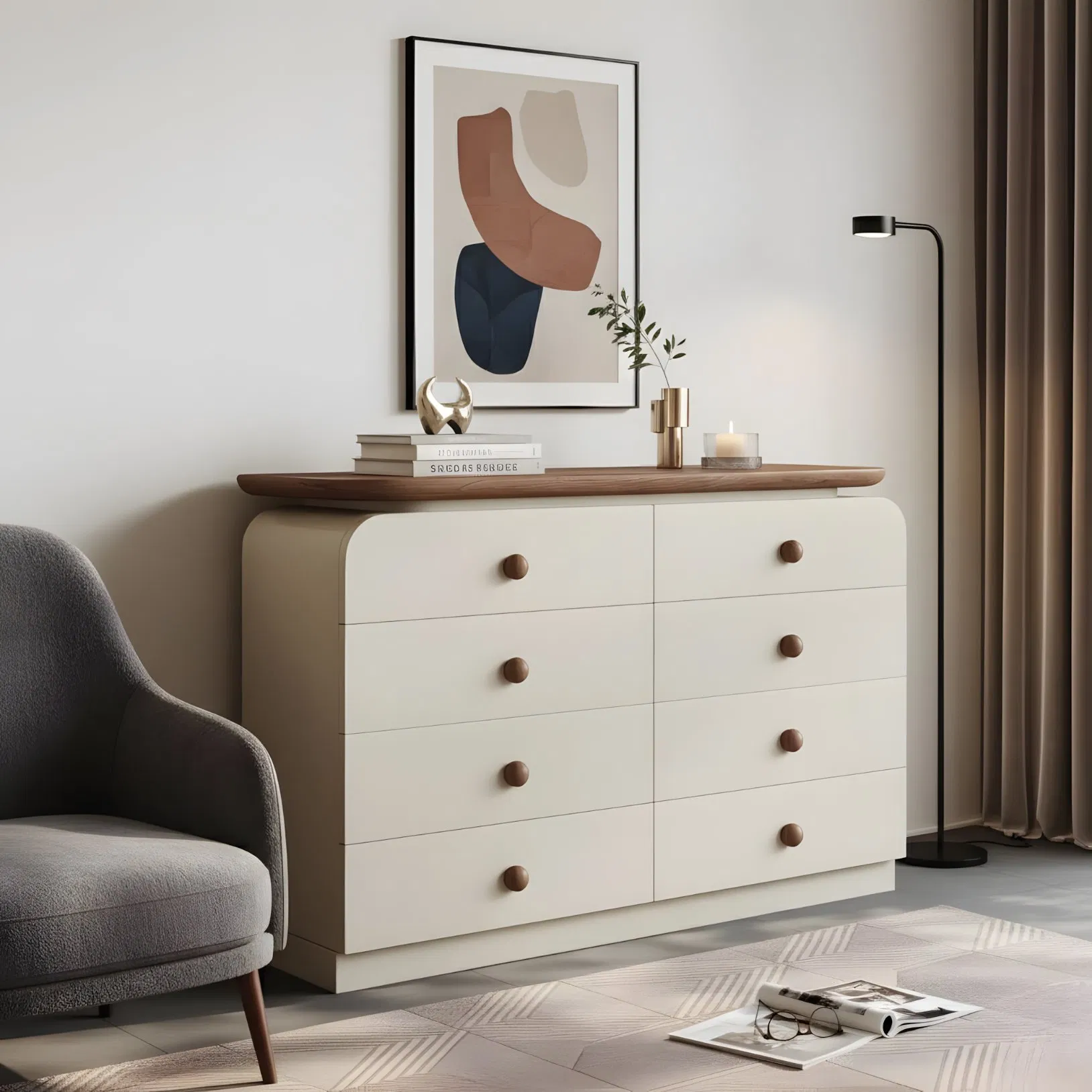 Nordic Style Wooden Sideboard Cabinet for Dining Room Home Furniture