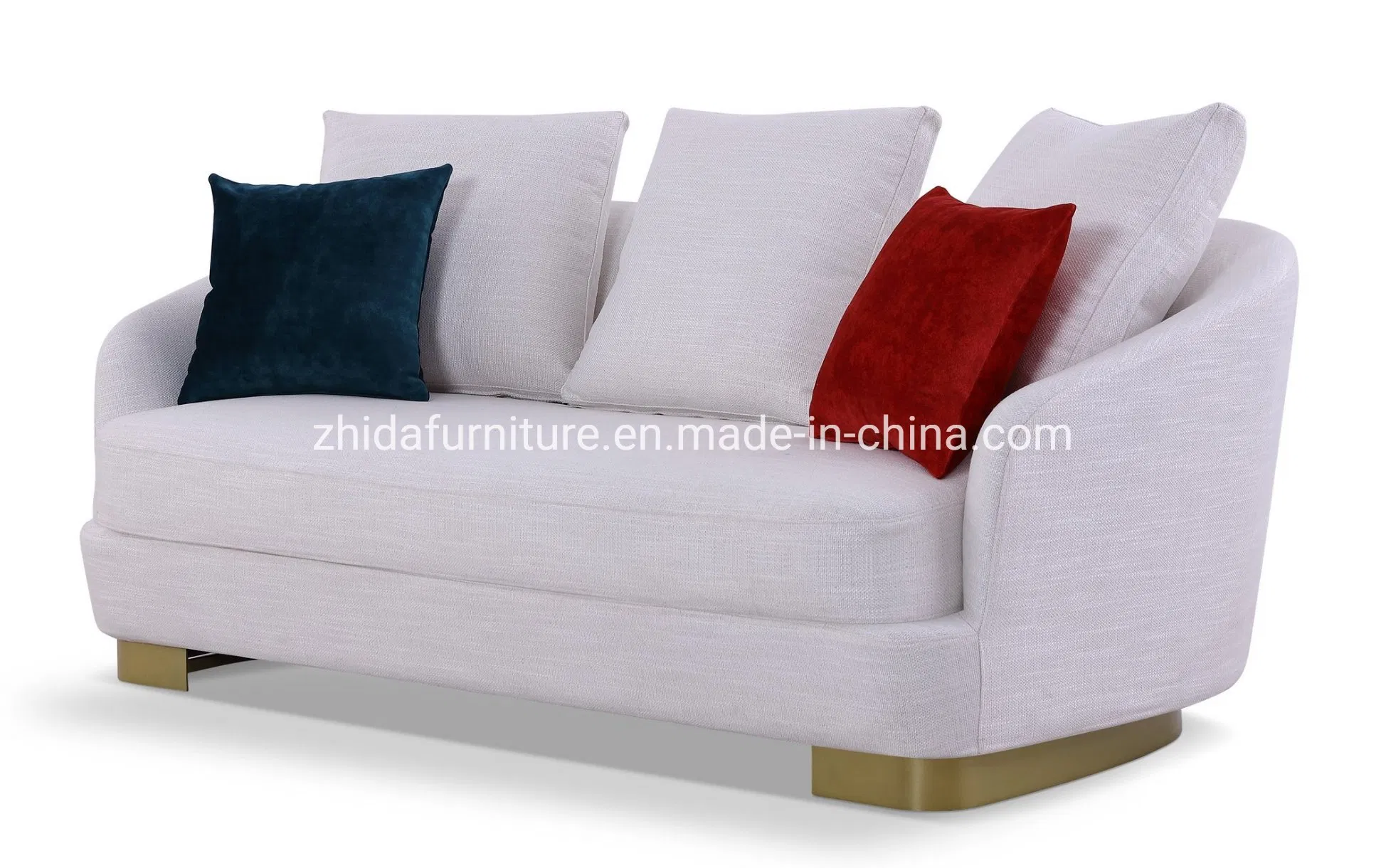 Promotion Stainless Steel Frame Gold Frame Home Living Room Furniture Small Loveseat Fabric Sofa