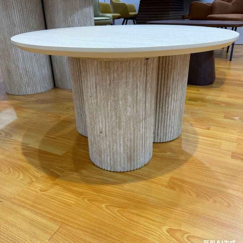 Luxury Coffee Table Factory Hot Sale American Style Living Room MDF Wood Travertine Stone Luxury Home Furniture Coffee Table