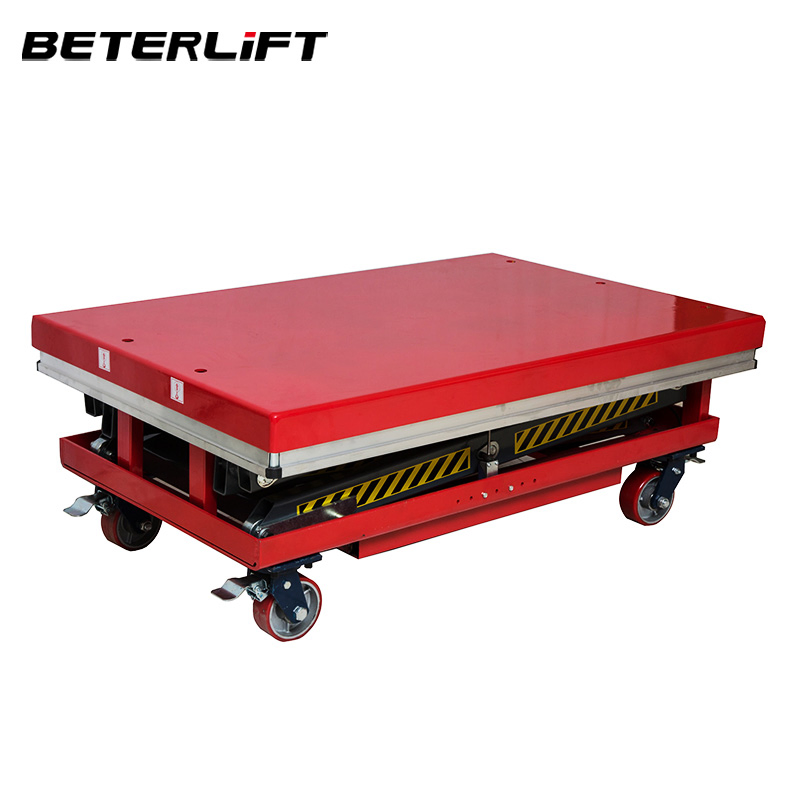 350kg-1 Ton Hydraulic Scissor Lift Platform Truck 3m Lifting Height Cargo Loading Unloading Steerable Wheels