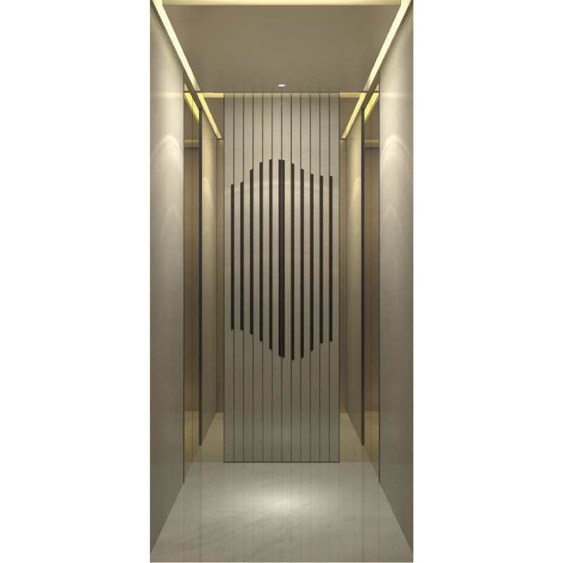 Acrylic Lighting Decoration Champagne Gold Stainless Steel Passenger Elevator