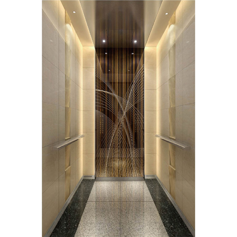 Acrylic Lighting Decoration Champagne Gold Stainless Steel Passenger Elevator