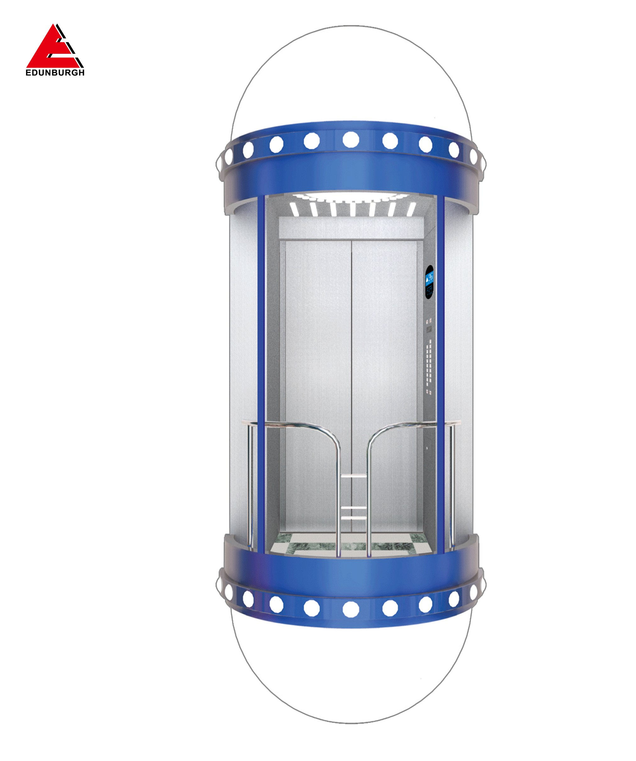 Edunburgh Glass Panel Lift for Sightseeing, Passenger Elevator, Hotel Lift, Panoramic Elevator