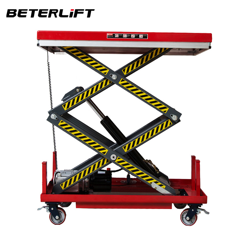350kg-1 Ton Hydraulic Scissor Lift Platform Truck 3m Lifting Height Cargo Loading Unloading Steerable Wheels