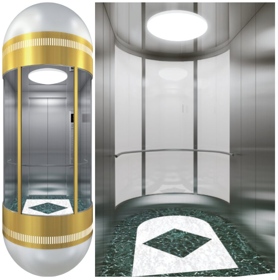 4 Persons Affordable Panoramic Capsule Shape Glass Elevator Semi-Circular Lift for Home