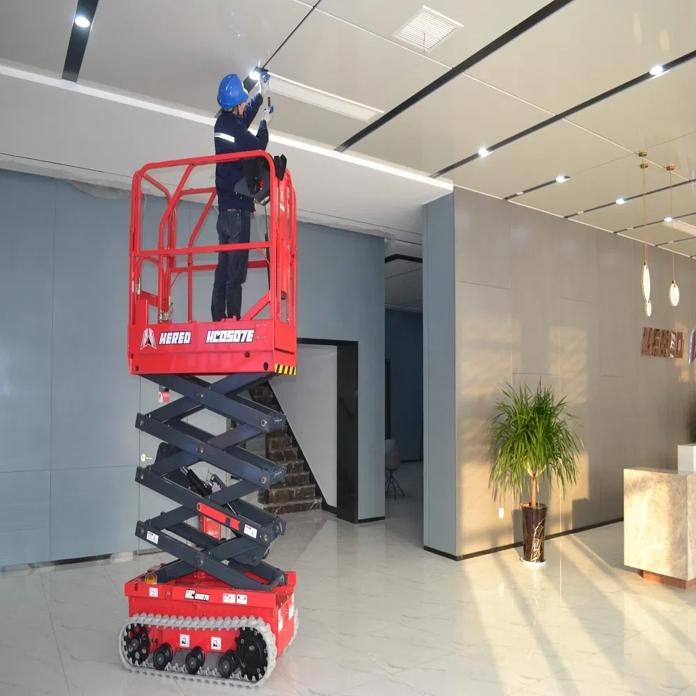 Hered 5m Crawler Scissor Lift Self-Propelled Hydraulic Lifting Rough Terrain Scissor Lift Aerial Work Platform