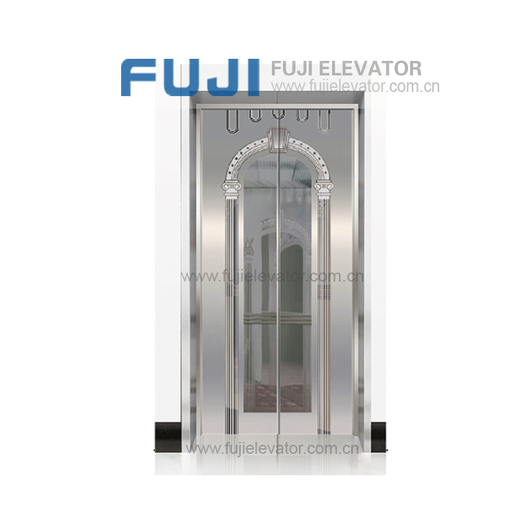 Residential Hotel Elevator Safety Lift Panoramic Glass Large Capacity Titanium Stainless Steel