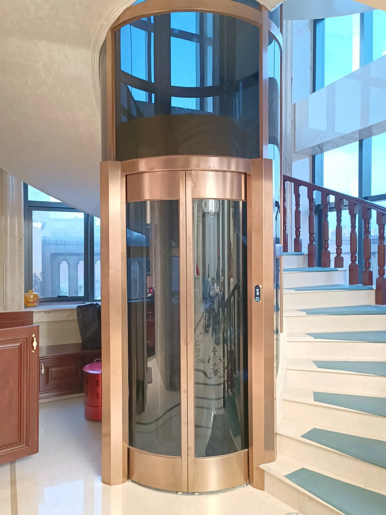 FUJI Round Glass Elevator Home Use Passenger Panoramic Elevator Lift