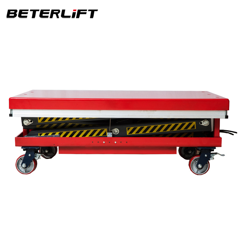 350kg-1 Ton Hydraulic Scissor Lift Platform Truck 3m Lifting Height Cargo Loading Unloading Steerable Wheels