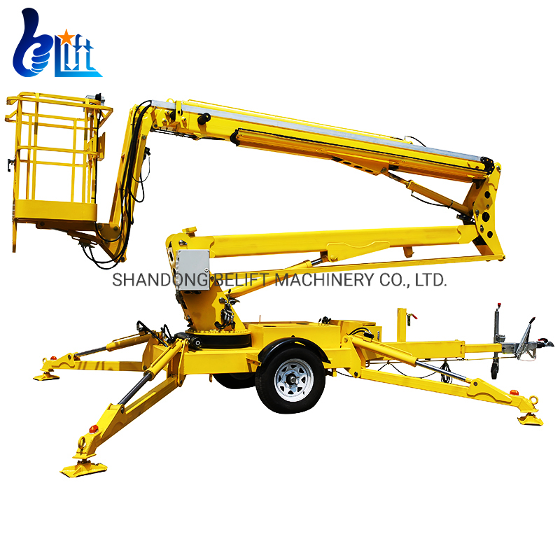 10m-22m Electric Hydraulic Aerial Telescopic Cherry Picker Towable Spider Trailer Boom Lift