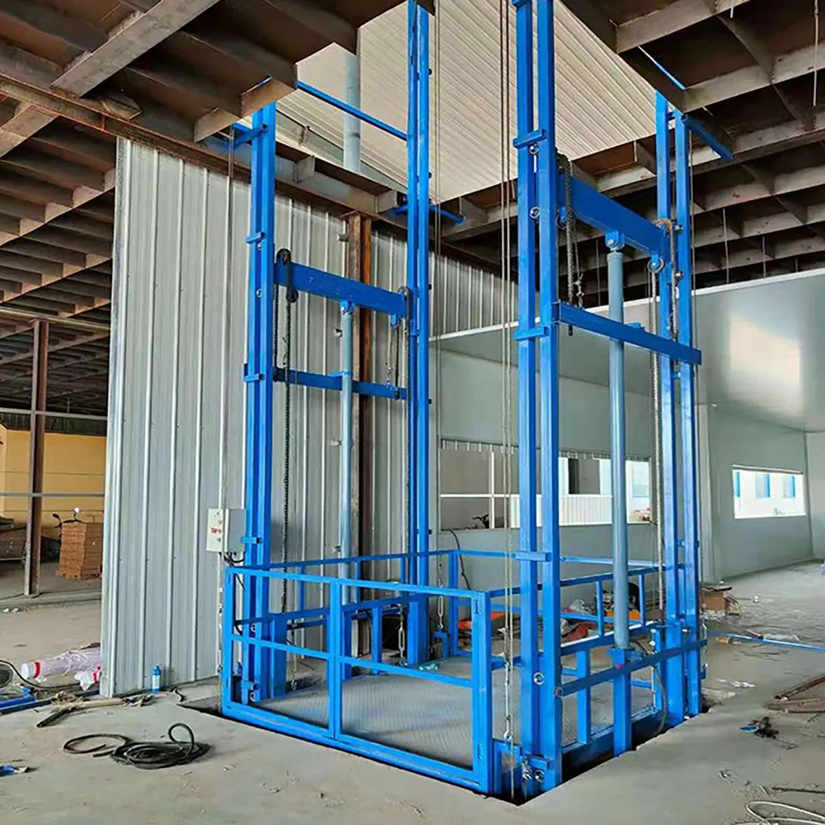 Electric Hydraulic Freight Elevator for Factory Floors Guide Rail Lift Platform