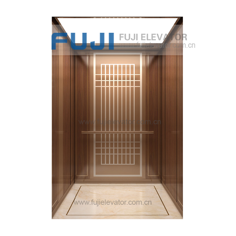 Residential Hotel Elevator Safety Lift Panoramic Glass Large Capacity Titanium Stainless Steel