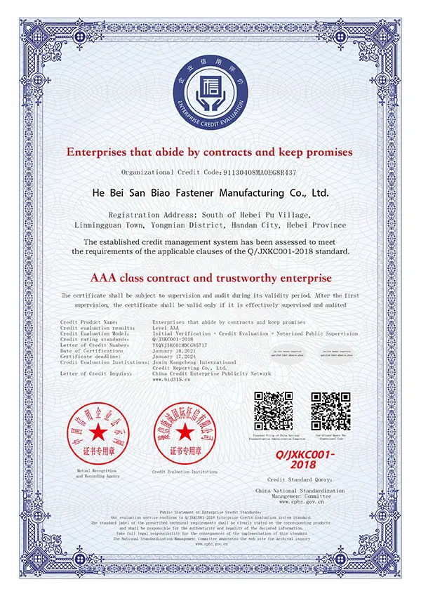 ISO certification for fastener production