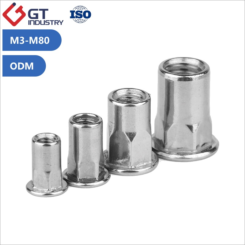 Large Size M38 M48 Rounded Hex Rivet Nut Stainless Steel Nutserts SS304 SS316 Stainless Steel Aluminum Rivnuts