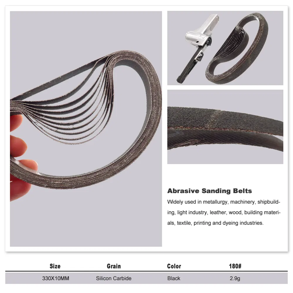 330X10mm 60/80/120/180/240 Grits Black Emery Cloth Silicon Carbide Abrasive Sanding Belts for Polishing Grinding