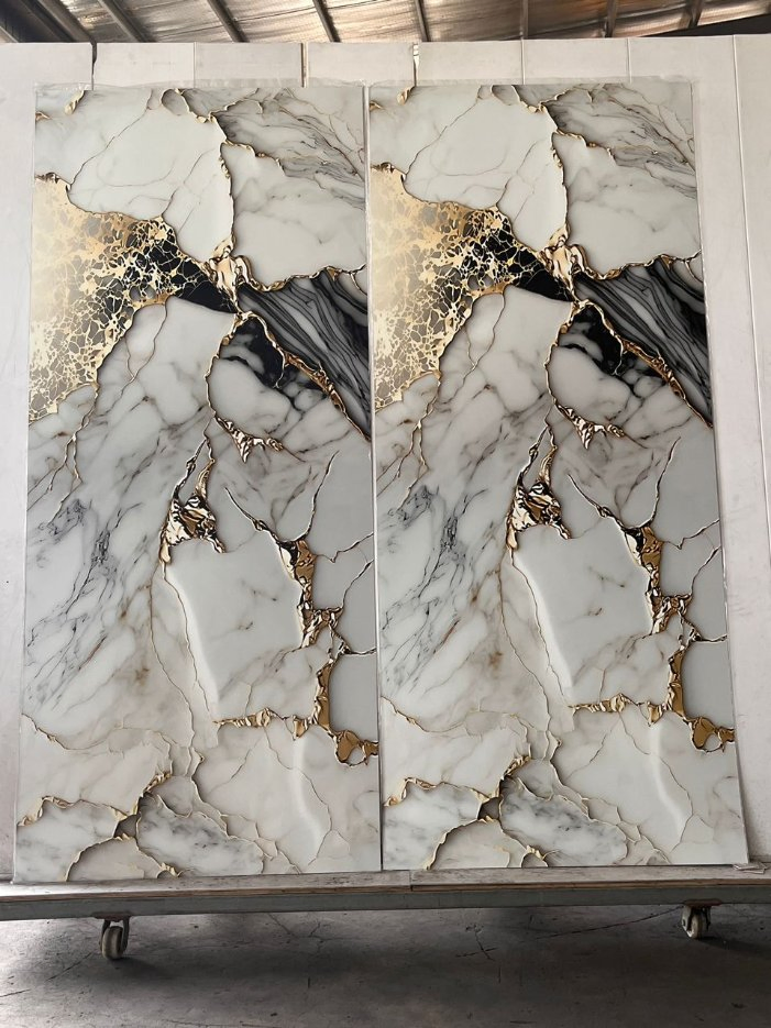 High Glossy Building Materials Waterproof Flat Indoor Wall Board PVC Marble Sheet