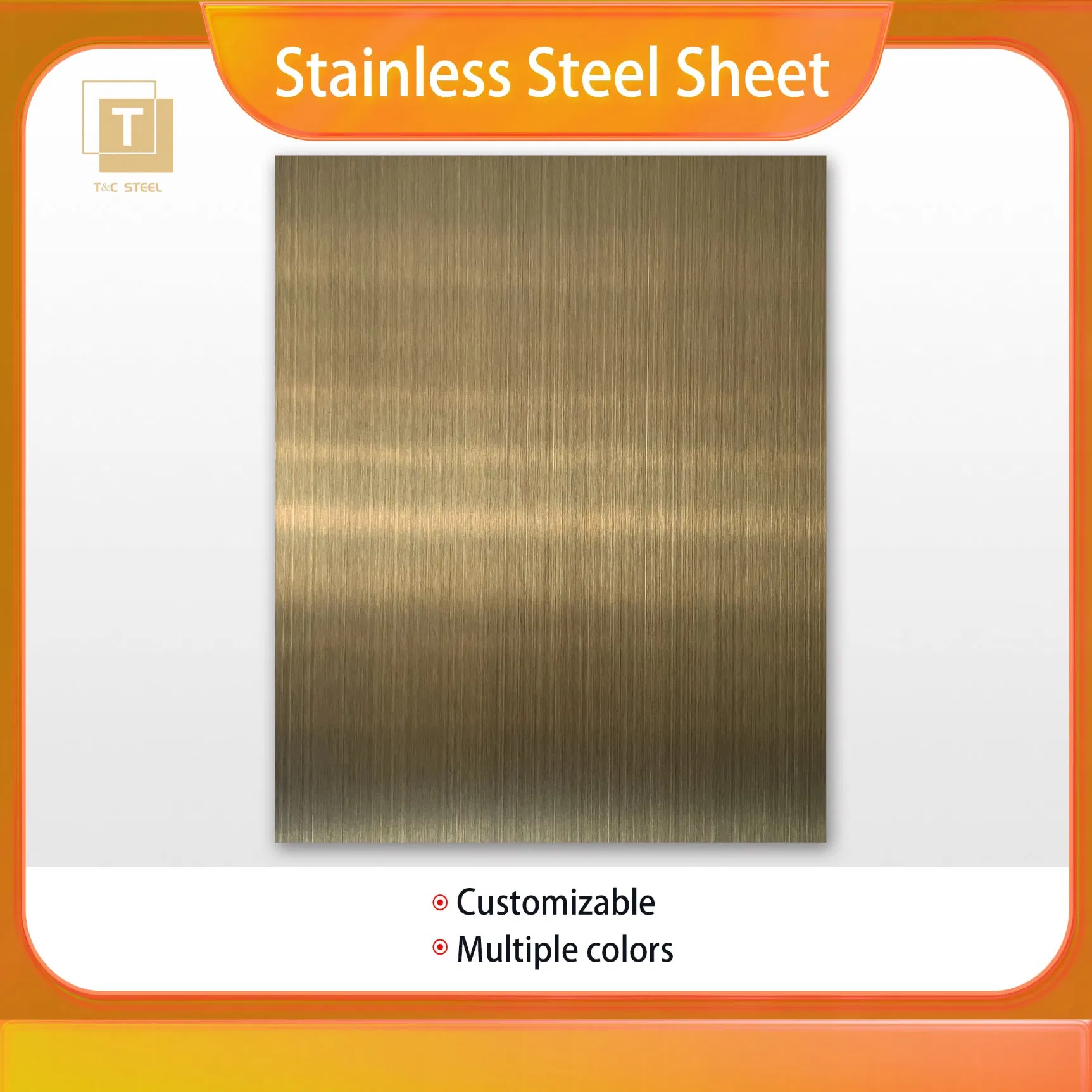 304 Gold Brushed Stainless Steel Sheet Decorative Brass Hairline PVD Color Bronze Stainless Steel Panel for Hotel Project