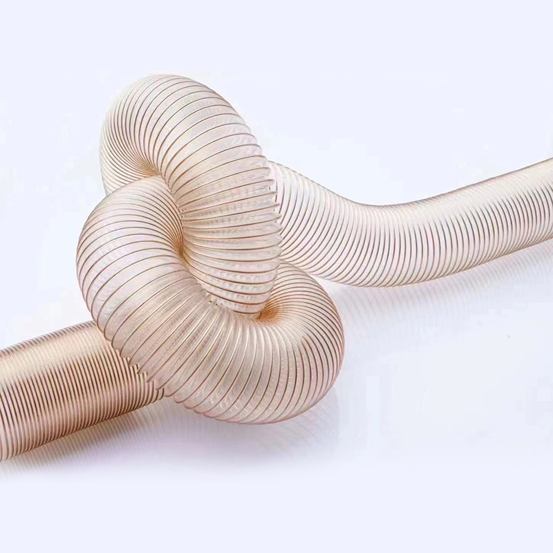 Steel Wire Reinforced Helix Transparent Air Vent Tubes Clear Air Vent Pips Industrial PU Steel Wire Duct Hose Dust Extraction Tube Telescopic Ventilation