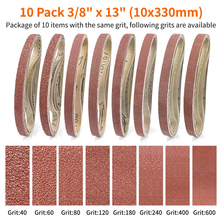 10packs 10X330mm Aluminum Oxide Coated Abrasive Belt for Knife Sharpening