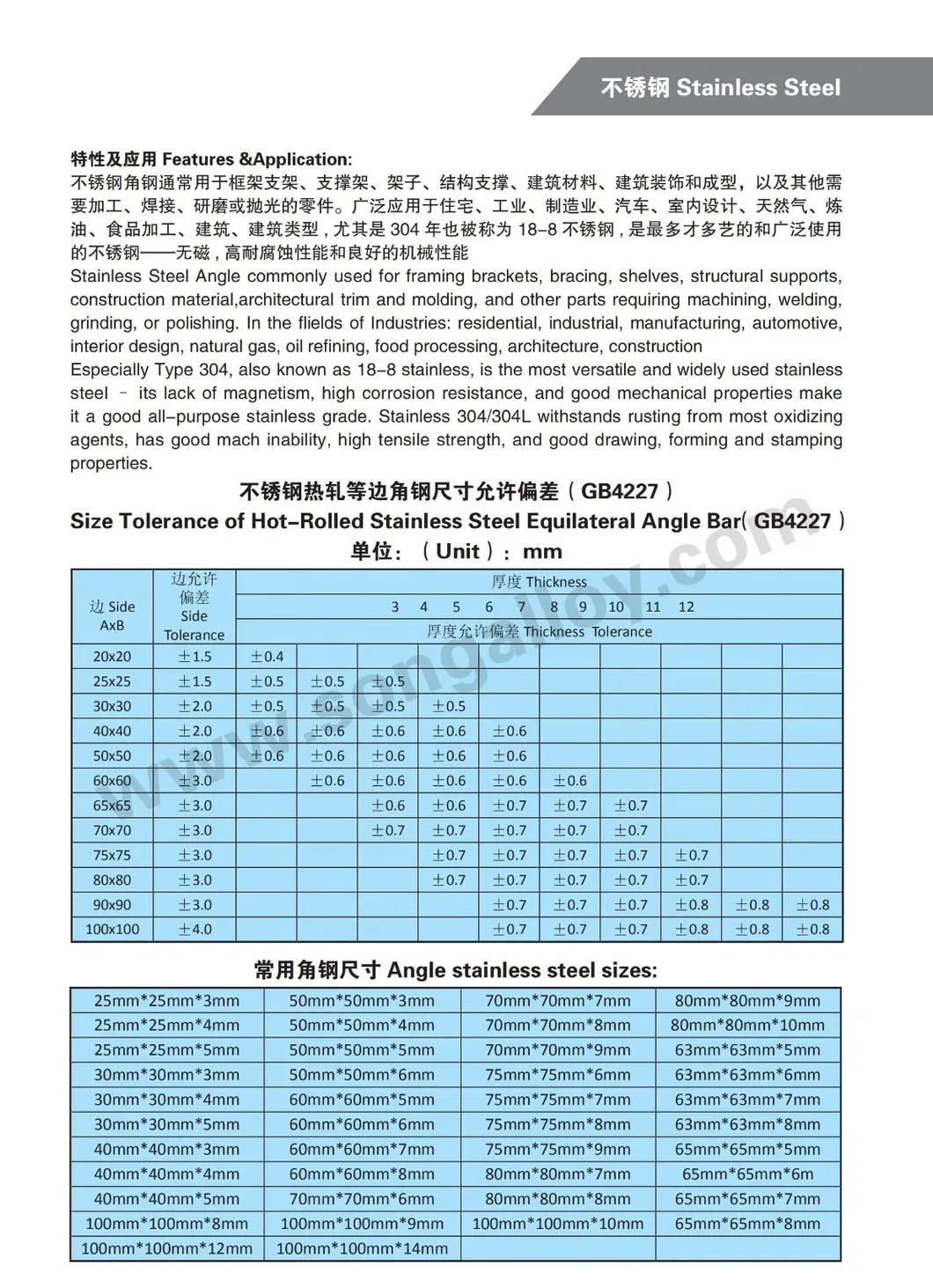 Stainless Steel Angle Bar Detail