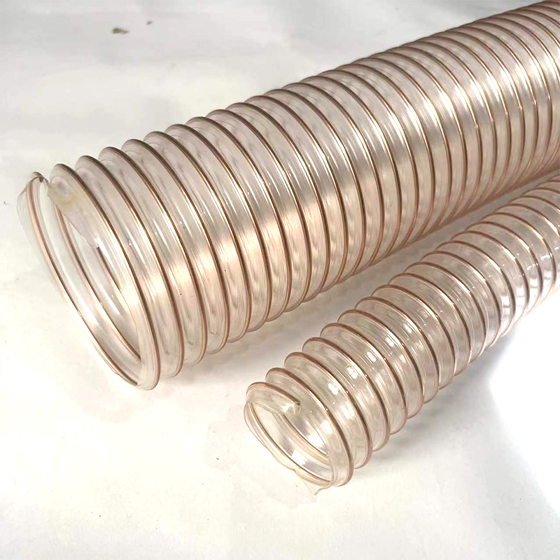 Steel Wire Reinforced Helix Transparent Air Vent Tubes Clear Air Vent Pips Industrial PU Steel Wire Duct Hose Dust Extraction Tube Telescopic Ventilation