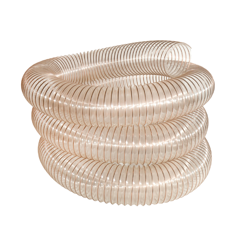 Steel Wire Reinforced Helix Transparent Air Vent Tubes Clear Air Vent Pips Industrial PU Steel Wire Duct Hose Dust Extraction Tube Telescopic Ventilation