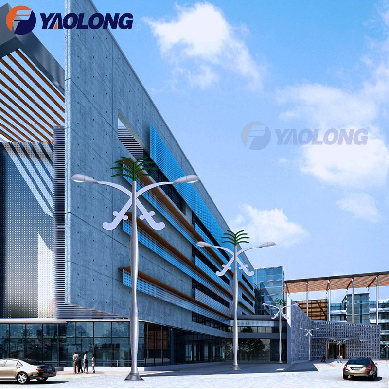 15FT Gourd Shape Aluminum Patio Light Pole with Corrosion Resistance