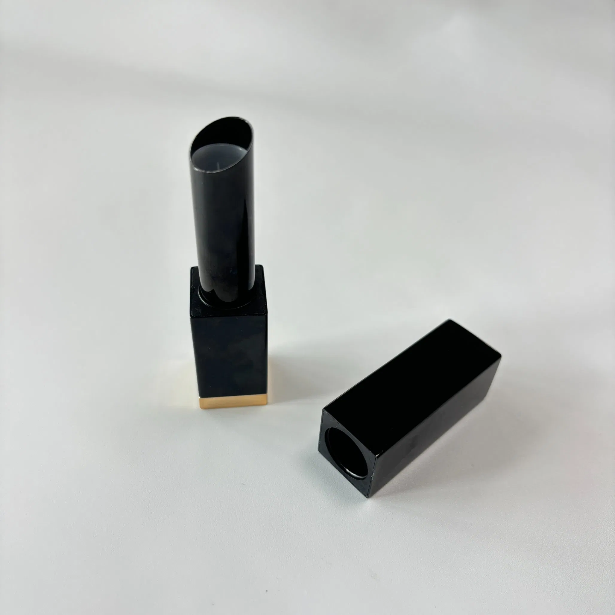 Magnetic Closure Sqaure Black Aluminium Lipstick Tube