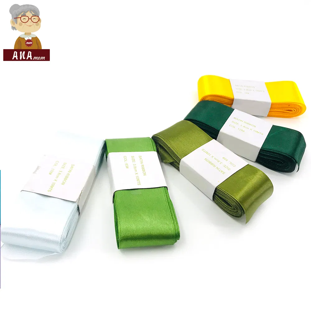 Wholesale Custom Logo Pre Made Luxury Christmas Happy Birthday Wired 100% Polyester 1/2, 1, 2inch Double Sided Ribbon Roll Satin