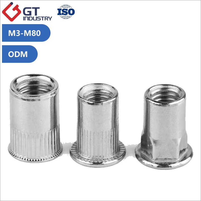 Half Full Hex Rivet Nut Flat Head Threaded Insert M5 M6 M8 M10 M12 5/16 1/4 3/8 Aluminium Stainless Steel Knurled Blind Nutsert Hex Rivnuts