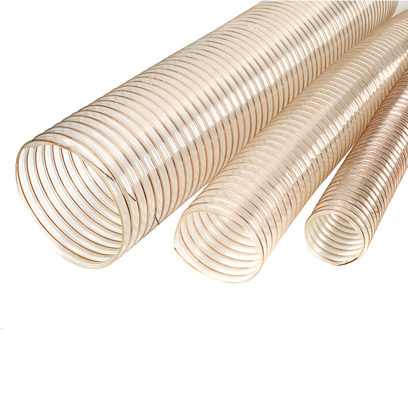 Steel Wire Reinforced Helix Transparent Air Vent Tubes Clear Air Vent Pips Industrial PU Steel Wire Duct Hose Dust Extraction Tube Telescopic Ventilation