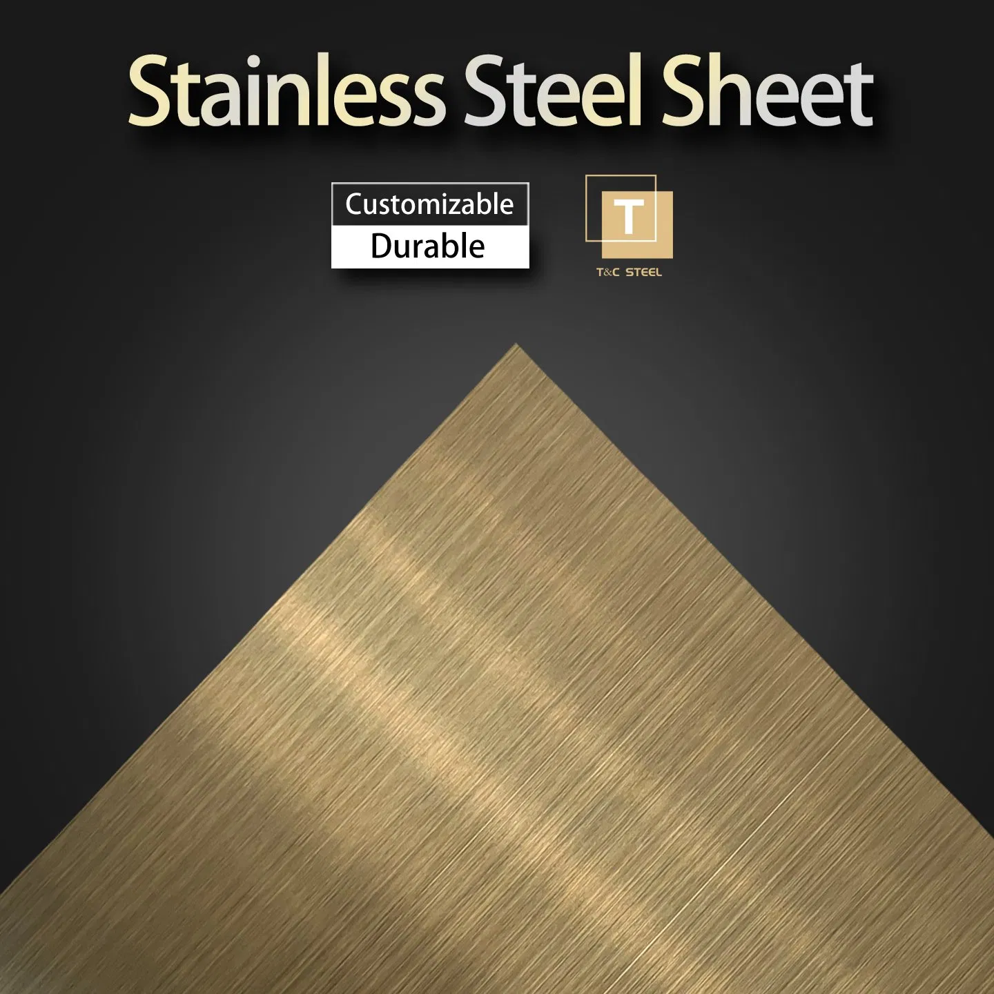 304 Gold Brushed Stainless Steel Sheet Decorative Brass Hairline PVD Color Bronze Stainless Steel Panel for Hotel Project