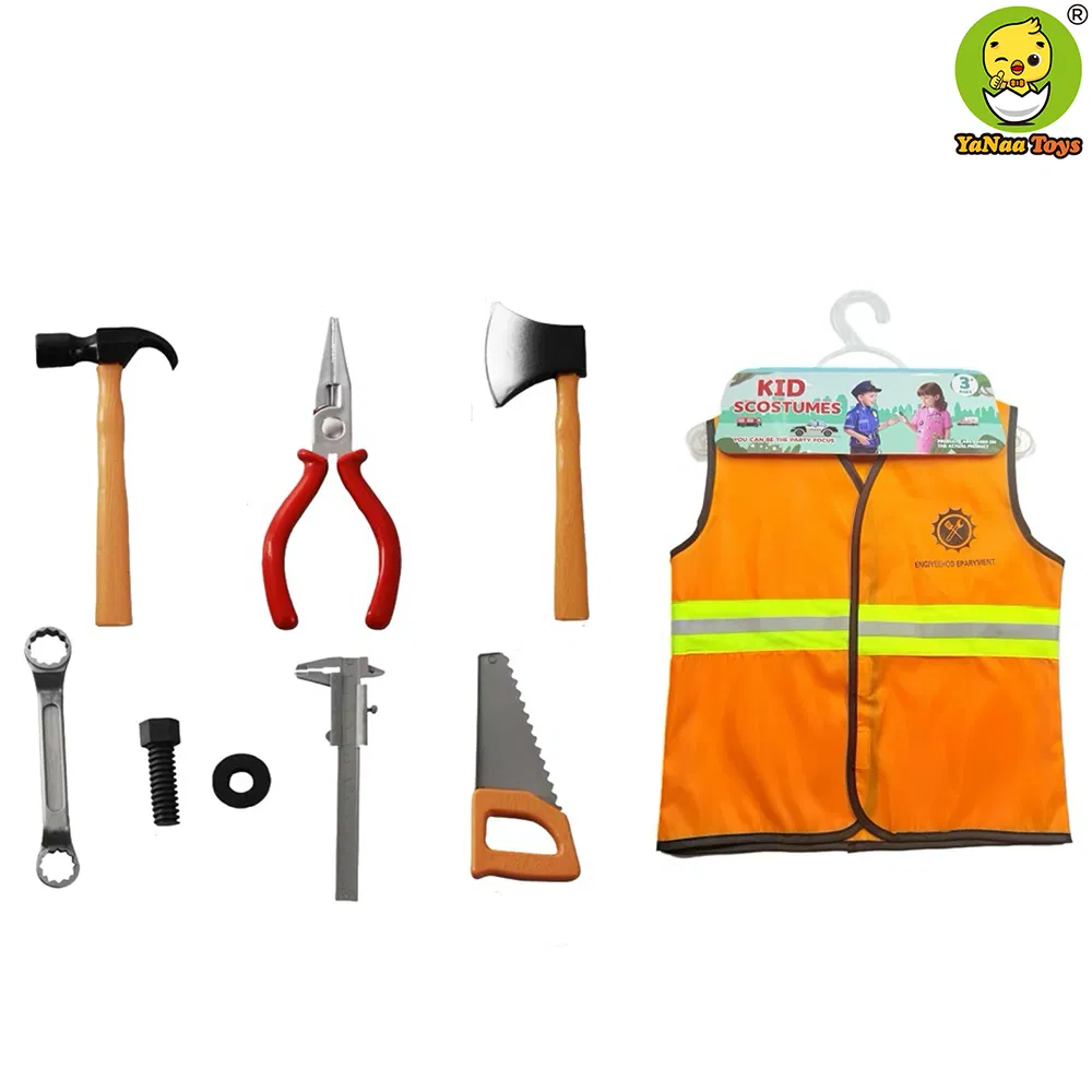 Venda Quente Atacado Brinquedo Interativo de Papel Plástico ODM/OEM Conjunto de Fantasia de Trabalhador da Construção DIY