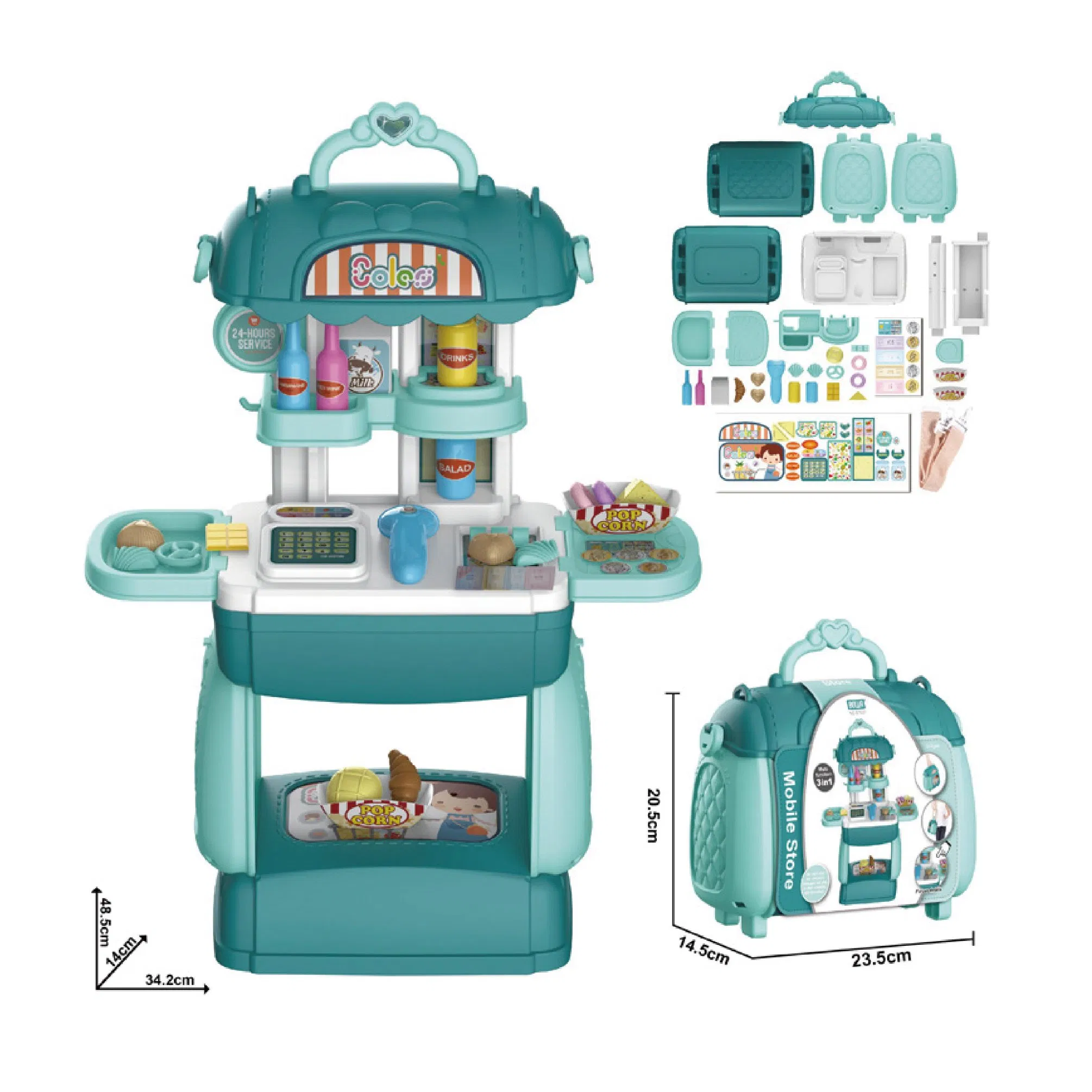 Conjunto de Brinquedos de Cozinha de Plástico Ecológico para Crianças Mochila Brinquedos de Cozinha para Crianças Idades 3-5