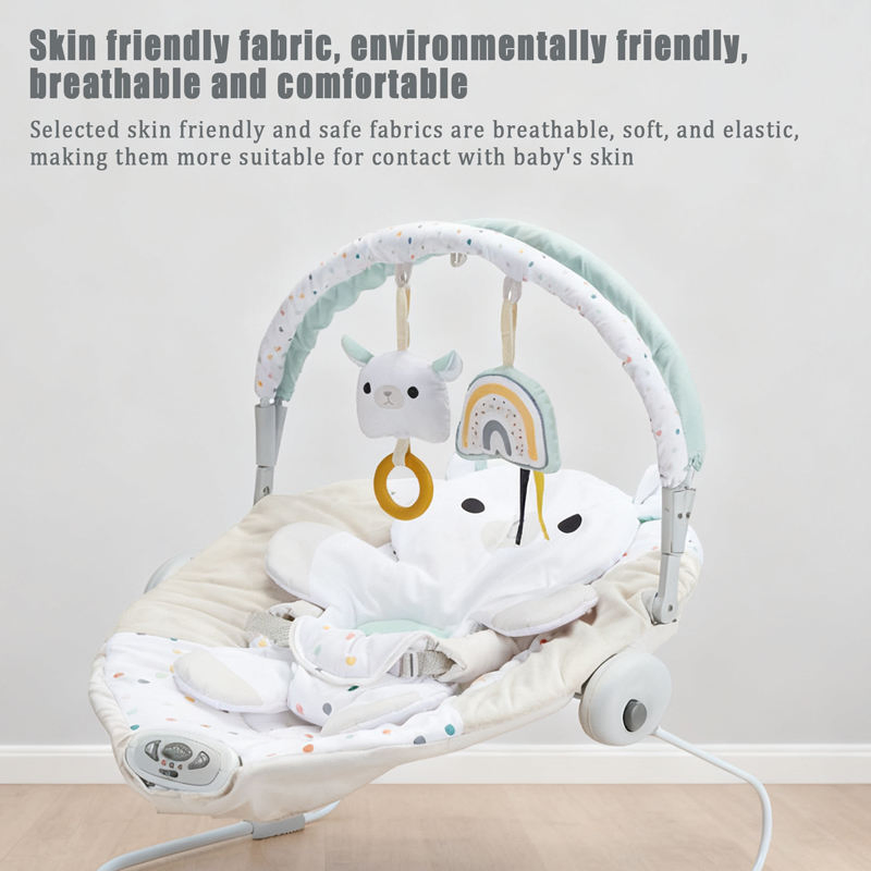 Cadeira de Balanço Eletrônica Ovelha Branca DOT com Música e Brinquedos Sensoriais, Dobrável para Uso Interno e Externo, Cadeira de Balanço para Bebês Recém-Nascidos