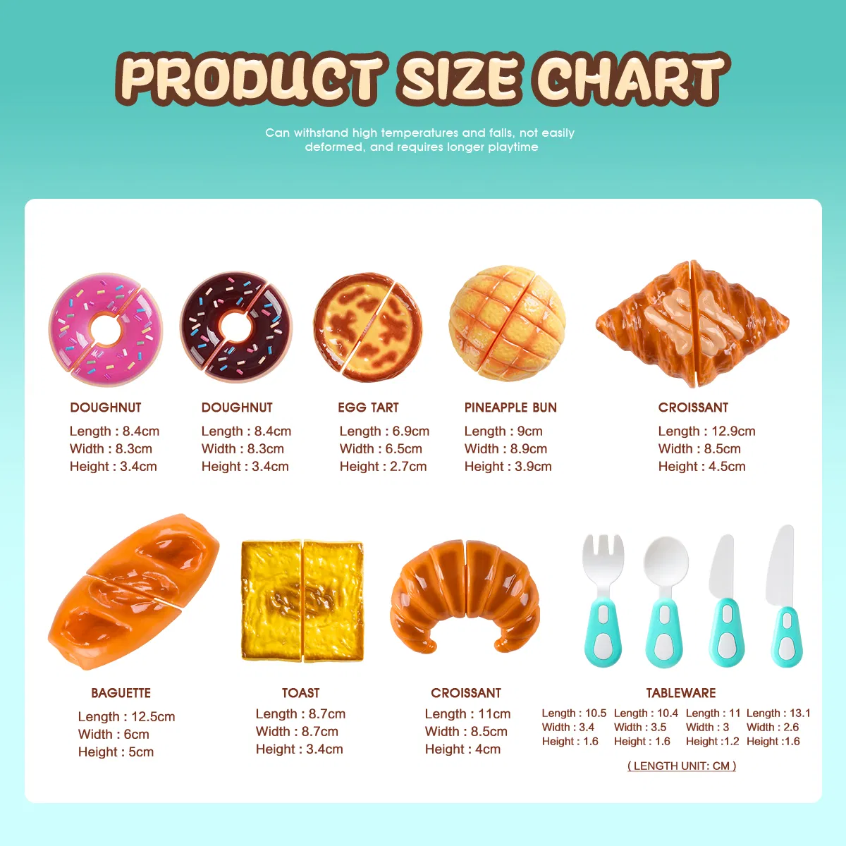 Brinquedos de Cozinha de Plástico Miniatura para Brincar de Fazer Comida Simulação de Alimentos para Crianças Embalagem de Bolo, Sobremesa e Pão DIY