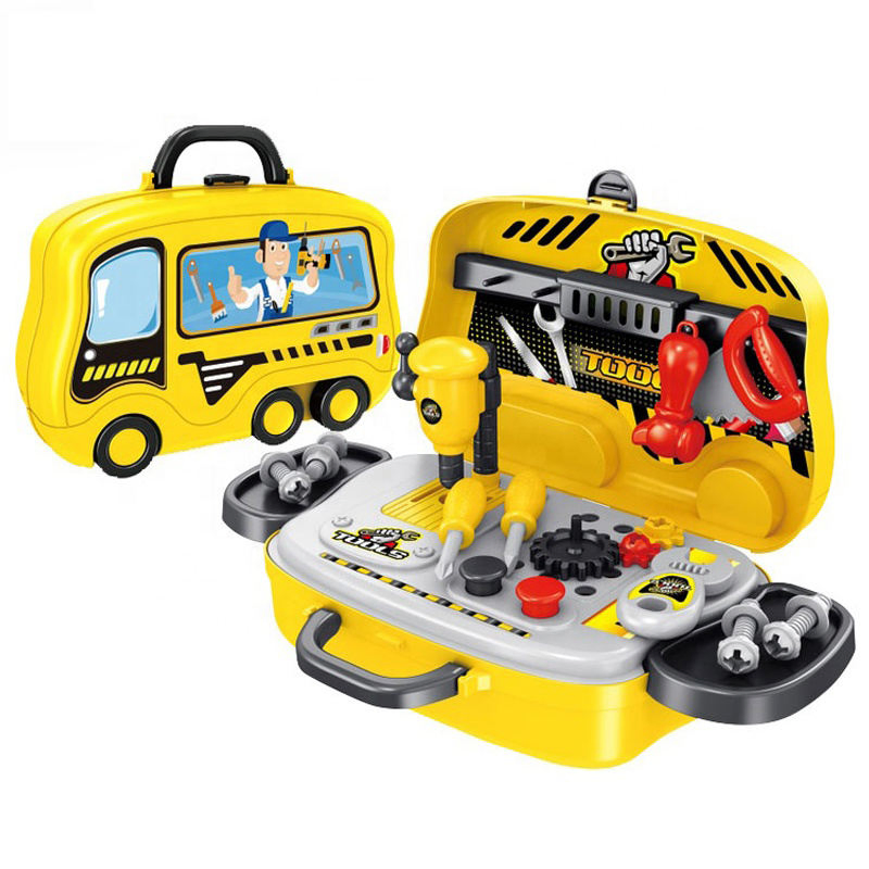 Ferramenta de Promoção por Atacado Jogo de Fazer de Conta 2 In1 Conjunto de Ferramentas de Oficina Ecológica com Acessórios para Crianças Brinquedo de Ferramenta de Plástico