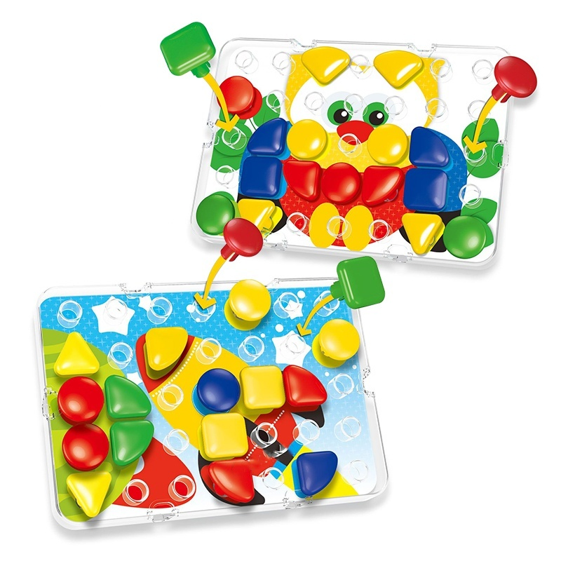 Brinquedo Infantil Pinos Mágicos Caranguejo Placa de Correspondência de Percepção de Cores Cogumelo de Plástico Quebra-Cabeça de Pinos
