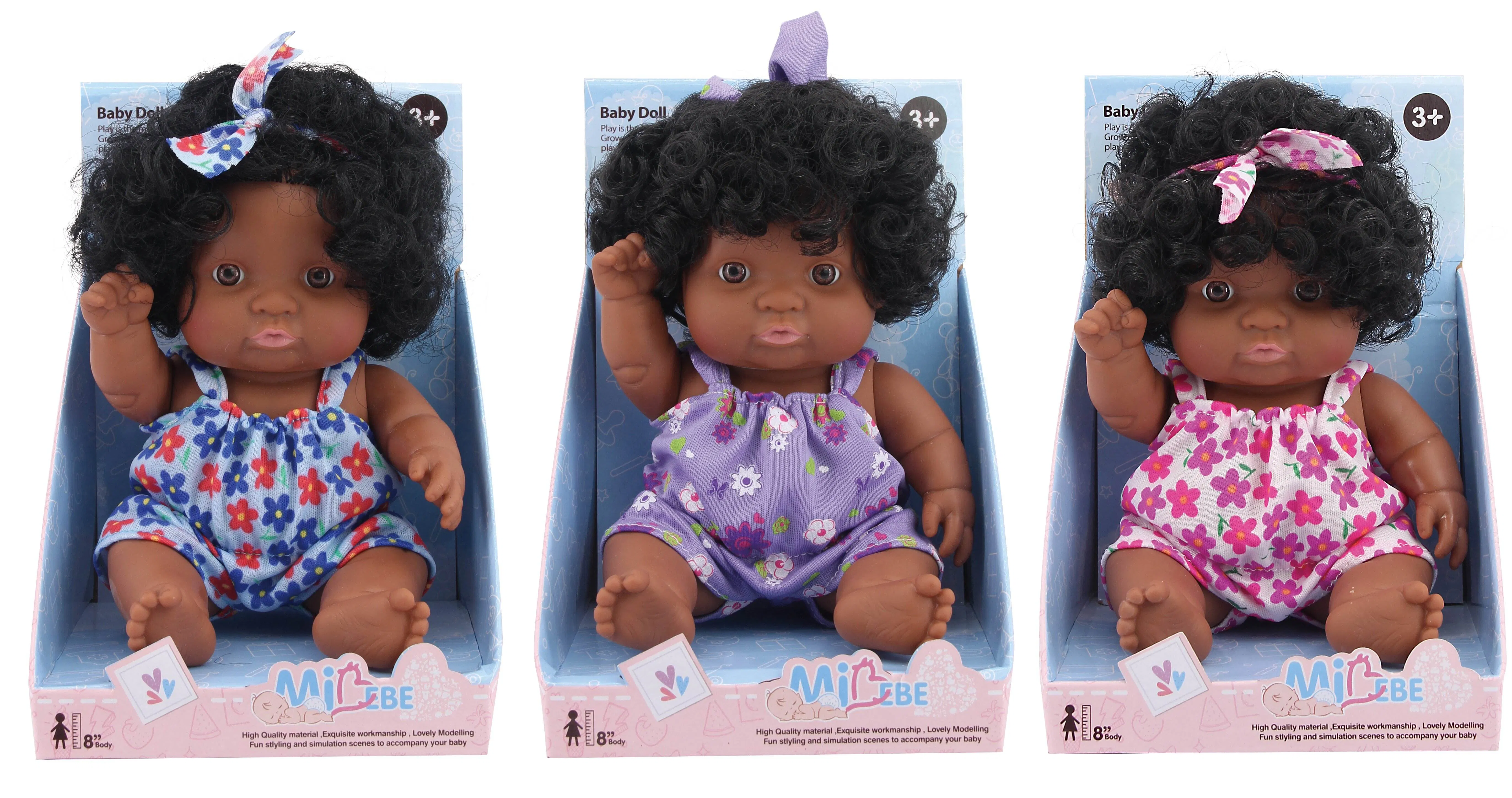 Fornecedor Direto Global Mais Vendido 8 Polegada Vinil Plástico Preto Boneca Bebê