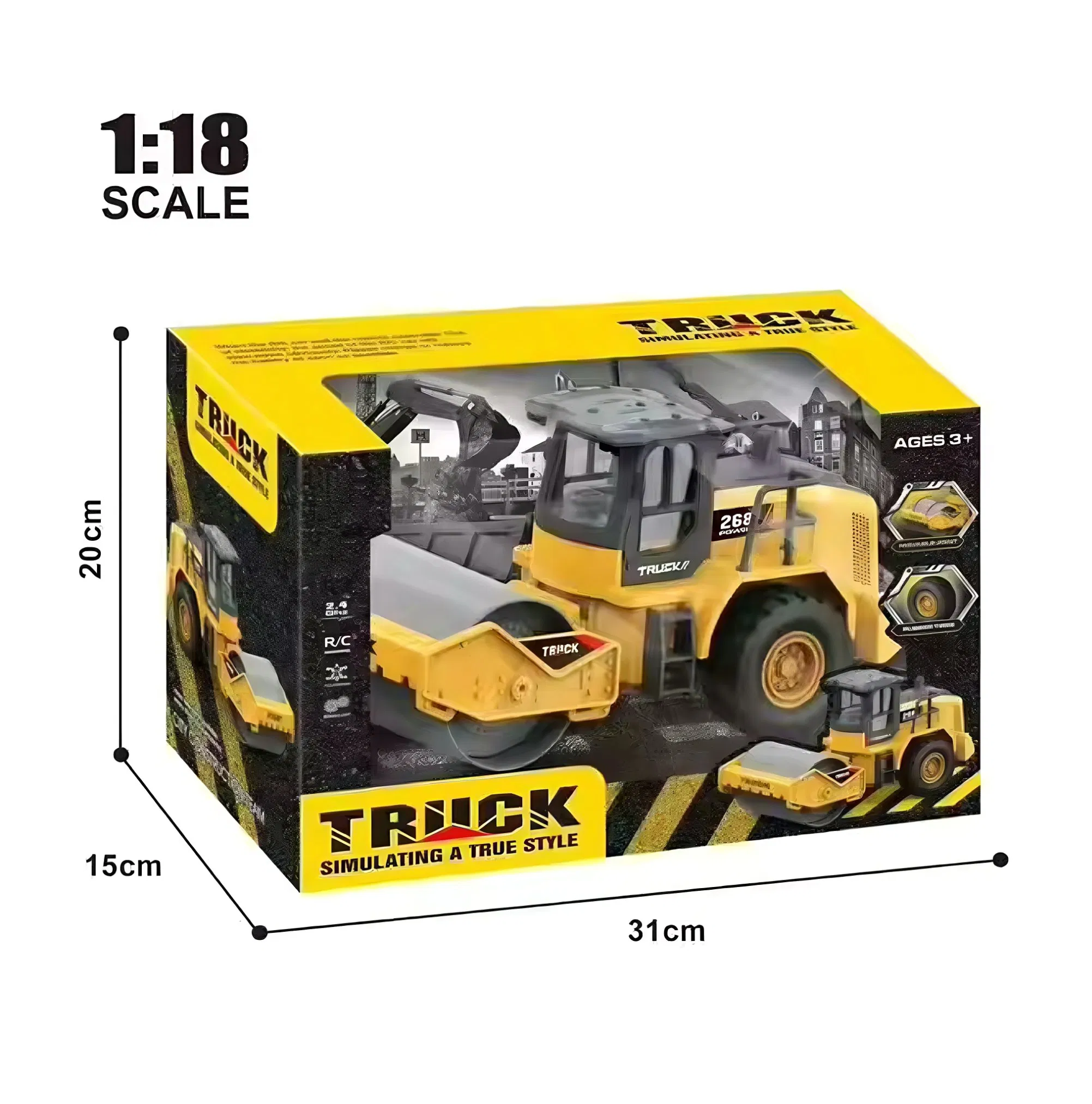 Novo Design Xinbo 2.4G Escala 1: 18 4 Controle Remoto Caminhão de Engenharia Plástico Brinquedo de Construção Caminhão de Estrada Rolo RC Brinquedo para Crianças