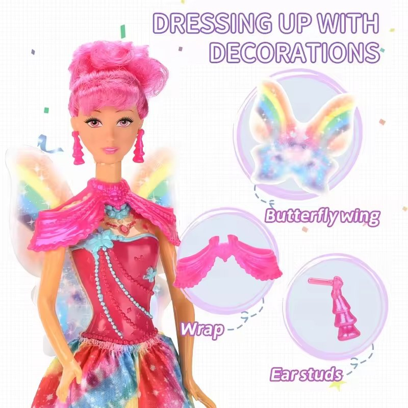 11 Boneca Princesa Fada Flor de Polegada Vestindo Brinquedos de Menina em Plástico