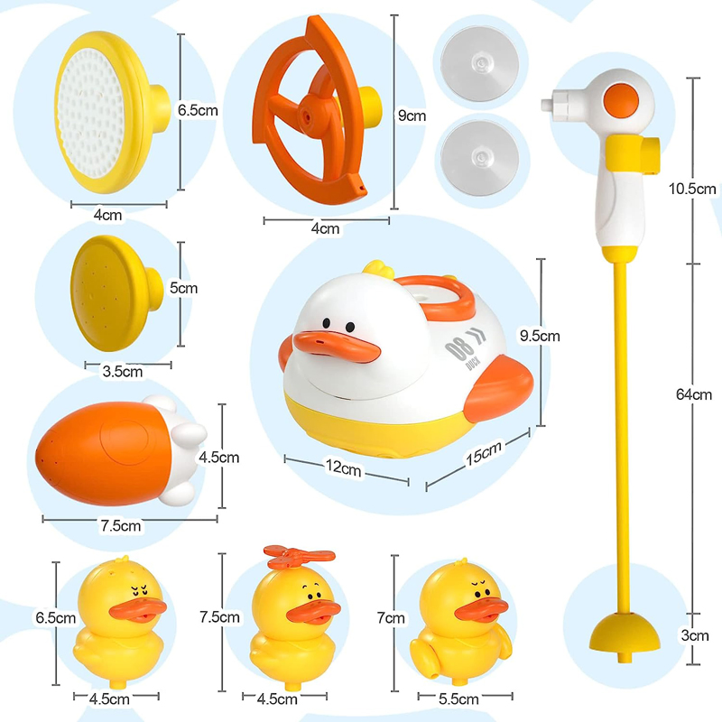Brinquedo de banho flutuante elétrico em forma de pato, plástico à prova d'água, com spray para piscina e banheira